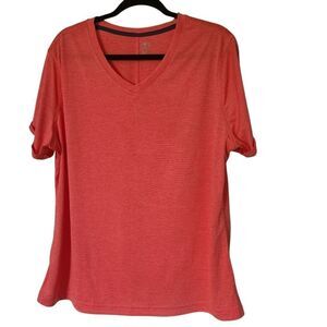 Athletic Works Women's V-Neck Orange Top Short Sleeve Size XL